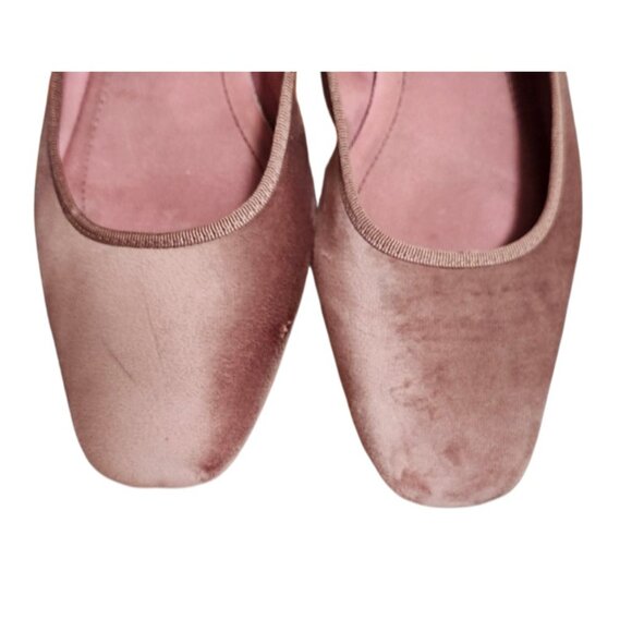 Zara Shoes Women's Size 37 Blush pink  Velvet Mary Jane Flats Square Toe Ballet - Picture 5 of 11